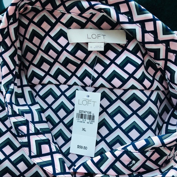 Loft button front geometric print blouse - Picture 3 of 5